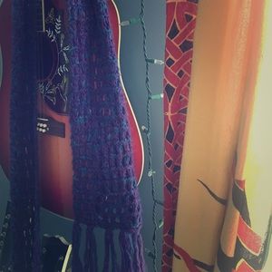 Candies purple and blue long fringe scarf